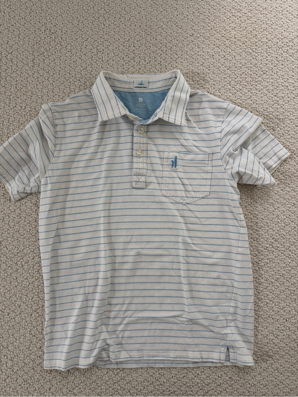 johnnie-O Boys Light Blue & White Striped Polo